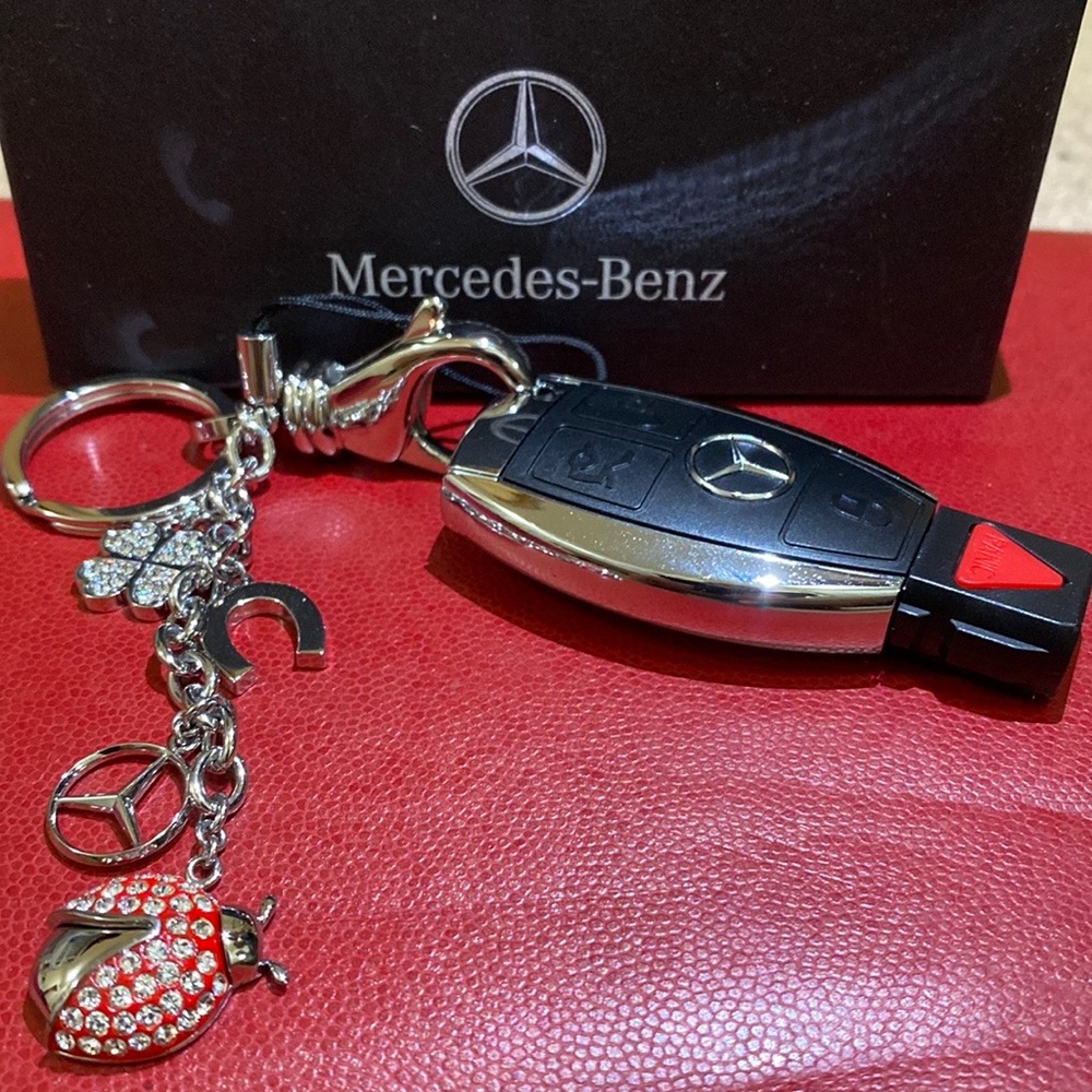 Mercedes AMG Petronas Black and Silver Key Fob with Red Accents